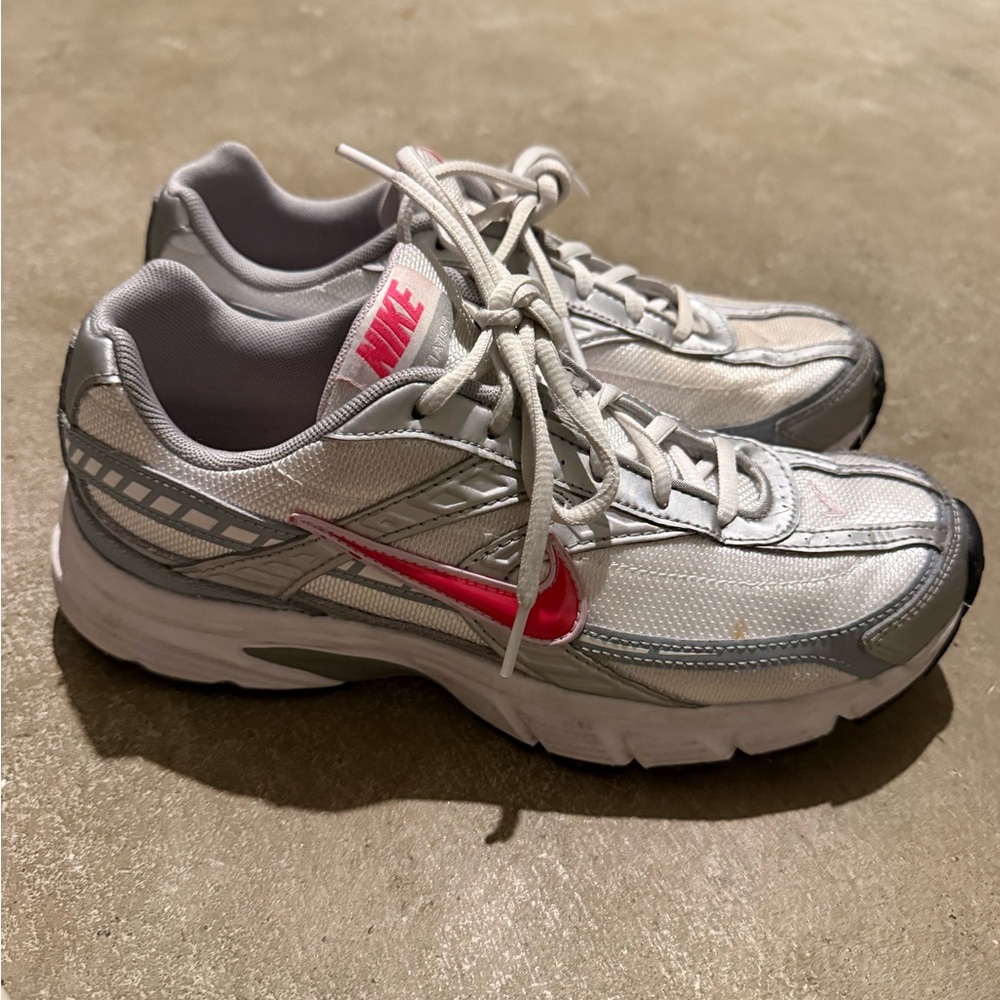 Nike Women's Silver and Pink Sneakers